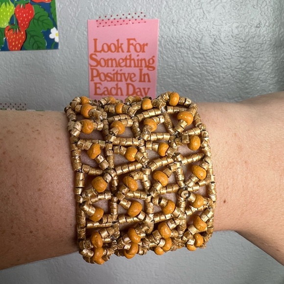 Vintage bohemian beaded cuff bracelet - Picture 5 of 5